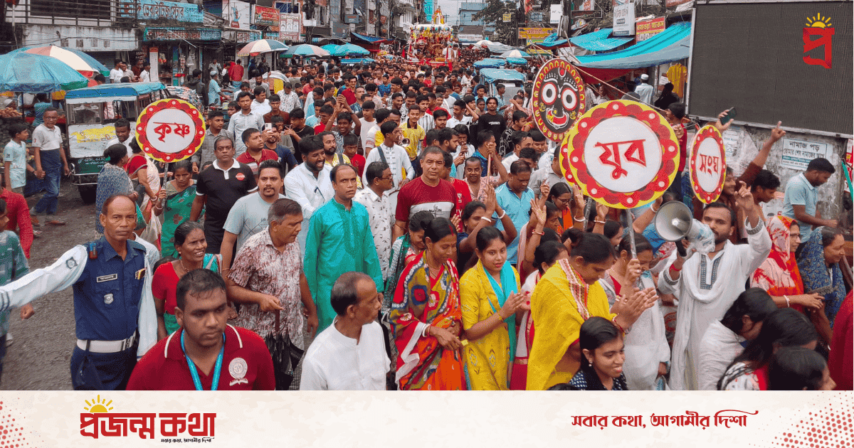 সুনামগঞ্জে রথযাত্রায় হাজারো ভক্তের ঢল, সম্প্রীতির বার্তা ছড়াল শোভাযাত্রা